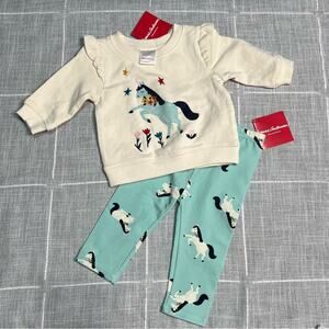Hanna Andersson 60cm 3-6mnths Unicorn Sweater Crewneck Leggings Matching Set NEW